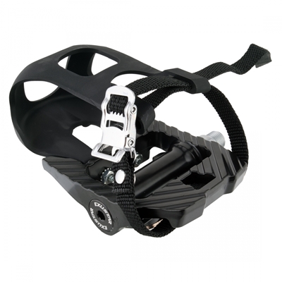 PEDALS EXUSTAR TRAINING PS816-C8 1SIDE-SPD 1SIDEw/CLIPS&STRAPS 